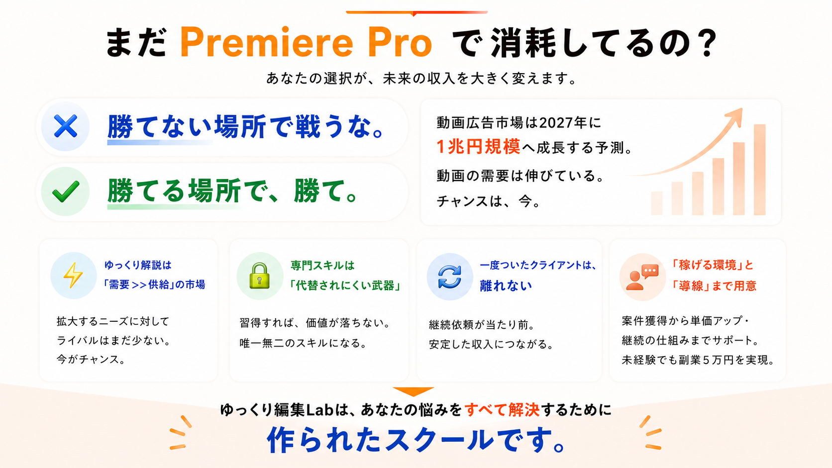 まだPremiere Proで消耗してるの？あなたの選択が、未来の収入を大きく変えます。
